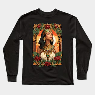 Cleopatra Queen of Egypt retro vintage floral design Long Sleeve T-Shirt